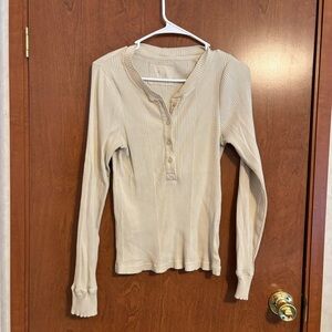 Aerie ribbed button down long sleeve henley